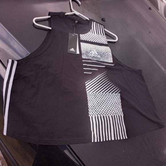 Adidas Black & White Crop-ish Tan